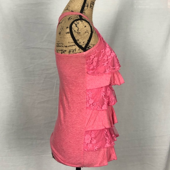 Zenana Outfitters Pink Lacy Racerback Tank top - Picture 4 of 7